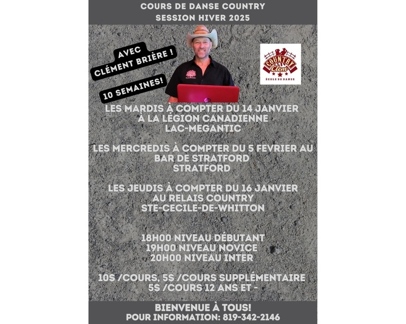Cours de danse country à Sainte-Cécile-de-Whitton - 20 mars