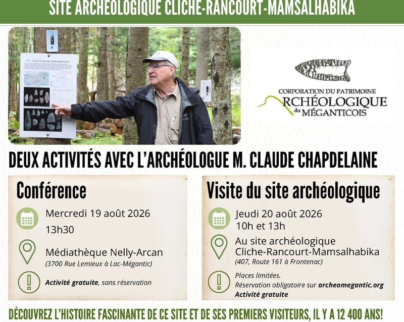 Conférence et visite du site archéologique avec Claude Chapdelaine