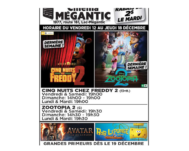 Cinéma Mégantic du 12 au 18 décembre 2025