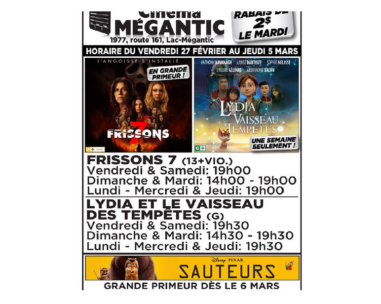 Cinéma Mégantic du 27 au 5 mars 2026