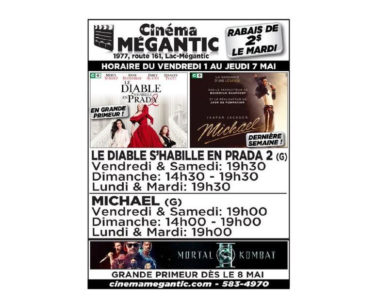 Cinéma Mégantic du 1 au 7 mai 2026