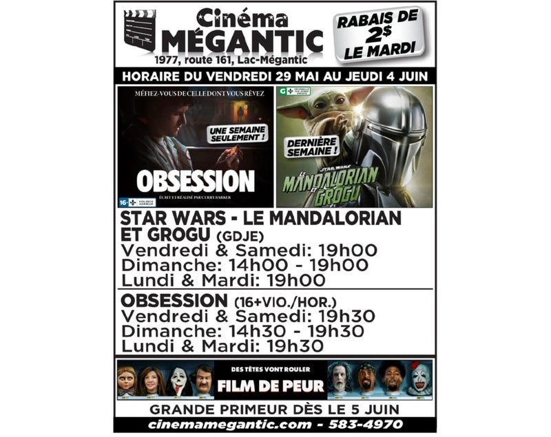 Cinéma Mégantic du 29 mai au 4 juin 2026