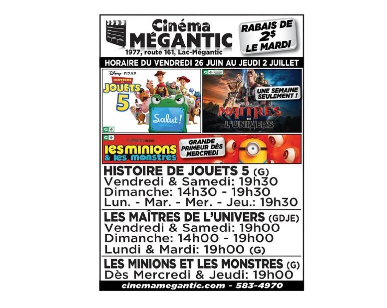Cinéma Mégantic du 26 juin au 2 juillet 2026
