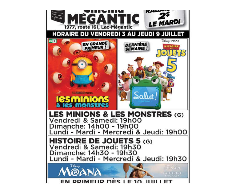 Cinéma Mégantic du 3 au 9 juillet 2026