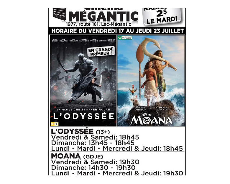 Cinéma Mégantic du 17 au 23 juillet 2026