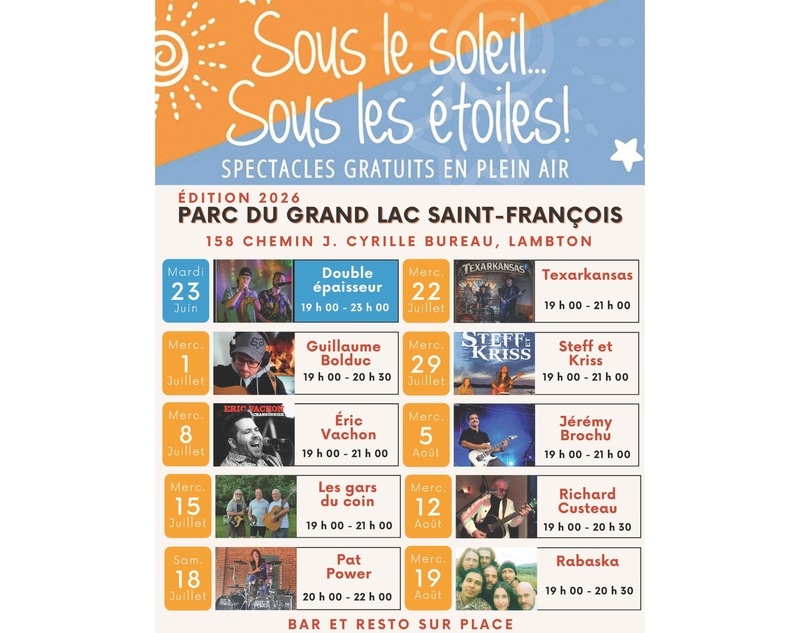 Concerts Sous le soleil... Sous les étoiles! Guillaume Bolduc