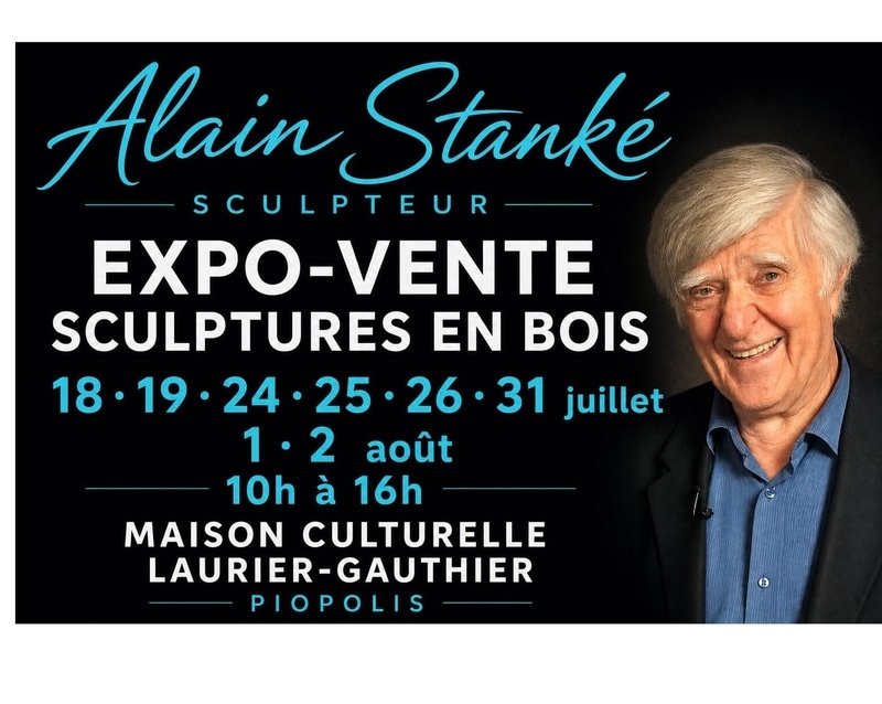 Sculptures en bois expo-vente, Alain Stanké à Piopolis