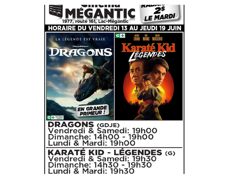 Cinéma Mégantic 13 au 19 juin