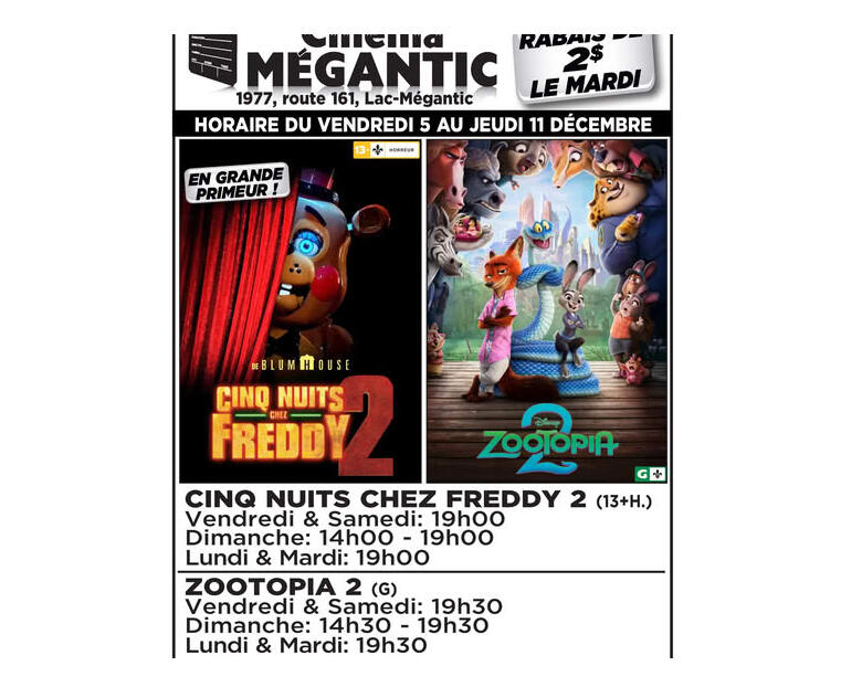 Cinéma Mégantic 5 AU 11 décembre 2025