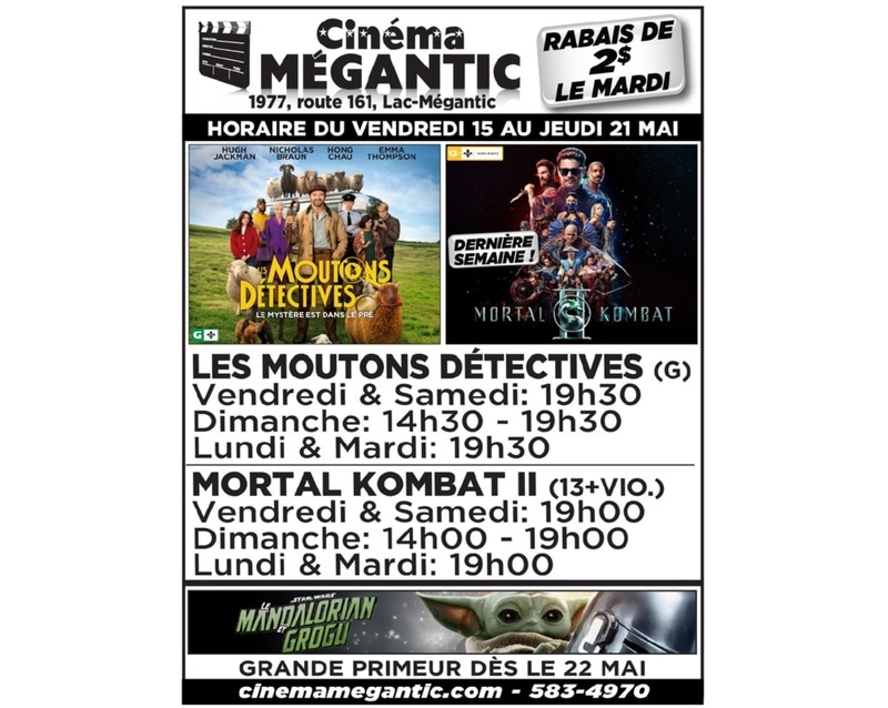 Cinéma Mégantic 15 au 21 mai 2026