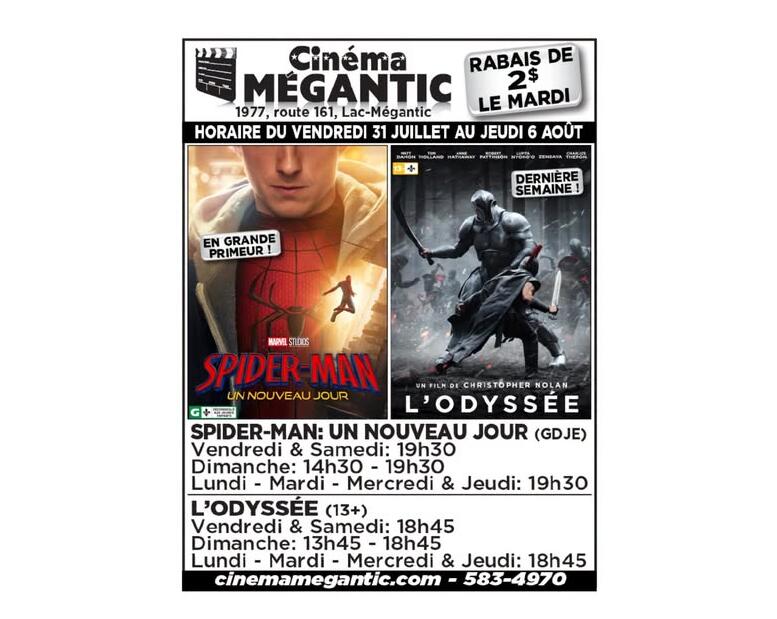 Cinéma Mégantic 31 juillet au 6 août 2026