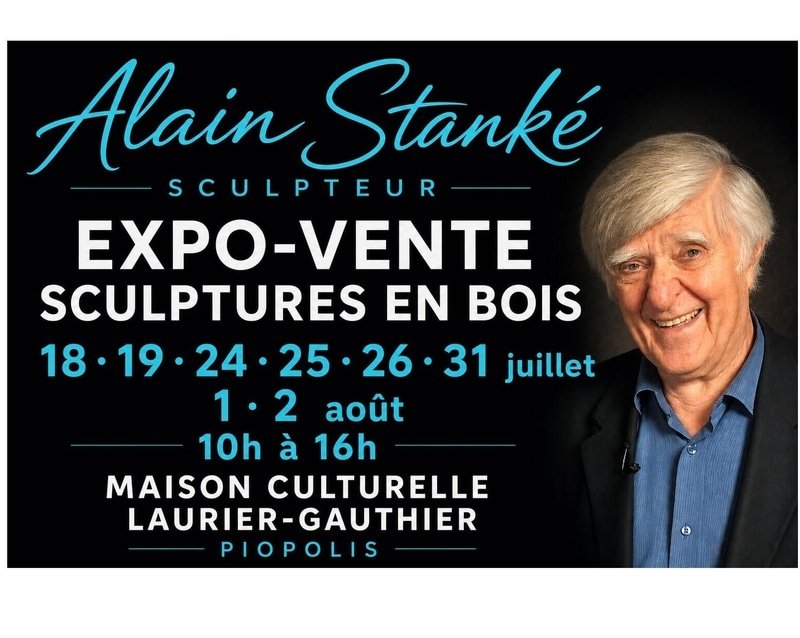 Sculptures en bois expo-vente, Alain Stanké à Piopolis
