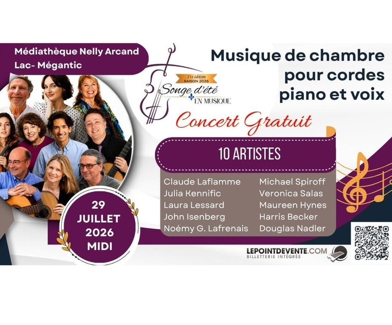 Festival songe d'été en musique - Médiathèque Nelly-Arcan de Lac-Mégantic - Concert gratuit